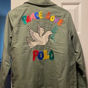 NEW! Ralph Lauren $248
Peace Love Polo Patch Shirt
Shacket Military Jacket Small